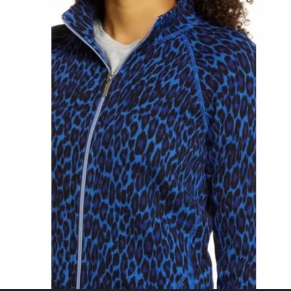 Tommy Bahama Women’s Blue Animal Print Full Zip Knit Jacket Size XS